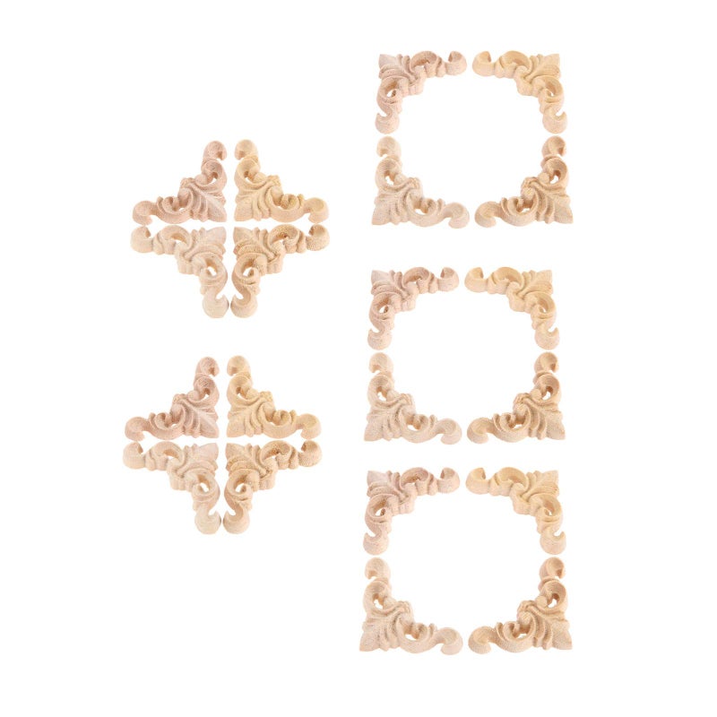 MUXSAM 20Pcs Furniture Onlay Applique Frame for Home, 4x4cm/1.57"x1.57", Unpainted Woodcarving Corner Decal Cabinet Door Wall Ceiling Dresser - Image 1